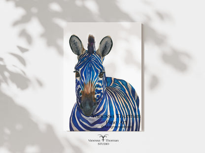 AZUL | Blue Zebra Watercolor Art Print – Fine Art Giclée