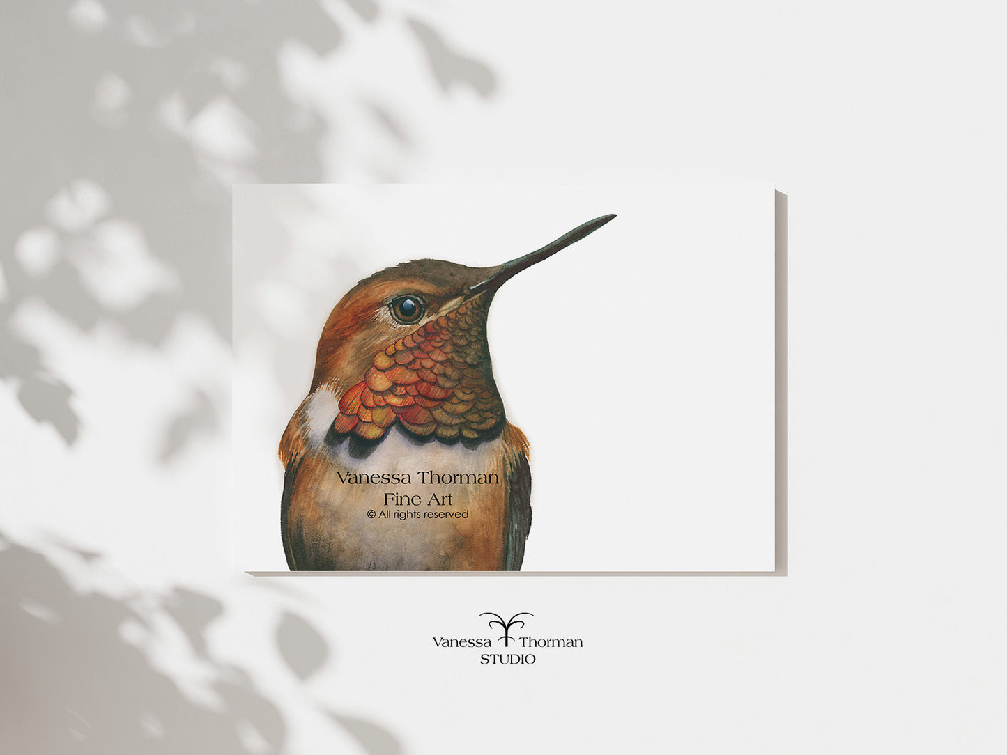Rufous Hummingbird Portrait | Hummingbird Watercolor Art Print | Bird Art Giclée