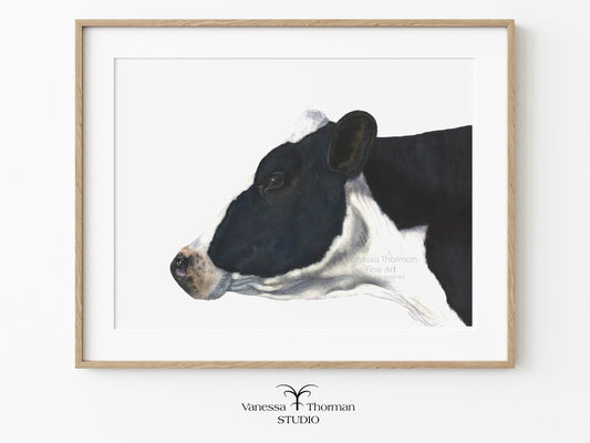 Belle of the Ball | Holstein Cow Watercolor Art Print | Animal Art Giclée