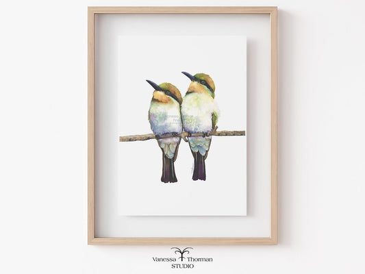 Birds of a Feather | Bee-Eater Watercolor Art Print | Bird Art Giclée