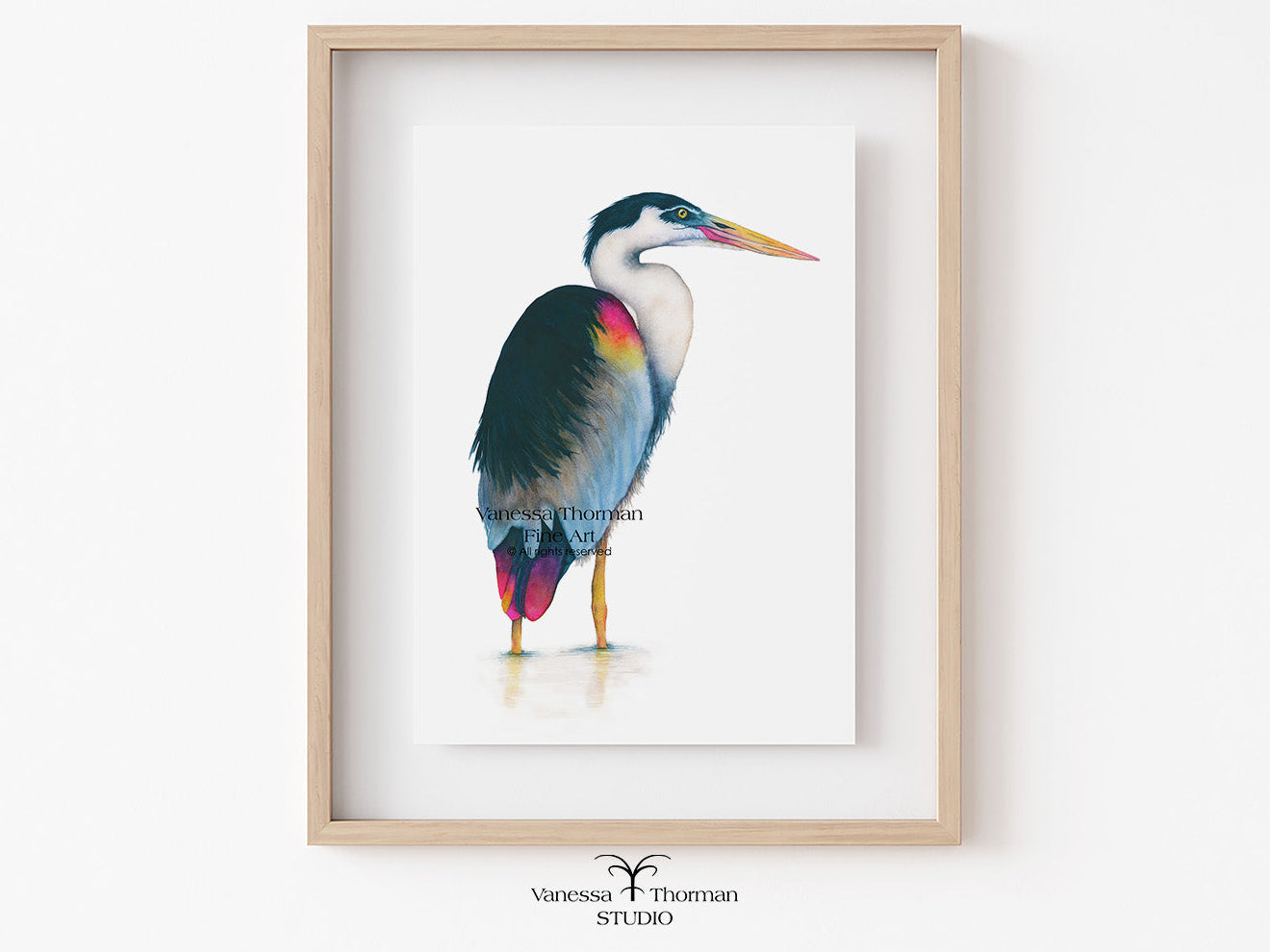 Sky Heron | Heron Watercolor Art Print | Bird Art Giclée