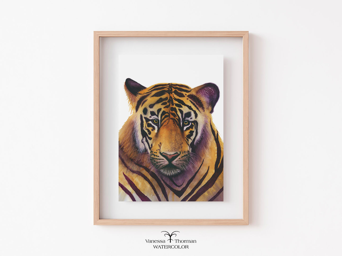 Bengal Tiger Watercolor Fine Art Print | Clemson Tiger & LSU Tiger Colors