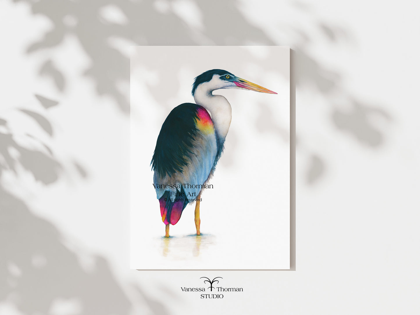 Sky Heron | Heron Watercolor Art Print | Bird Art Giclée