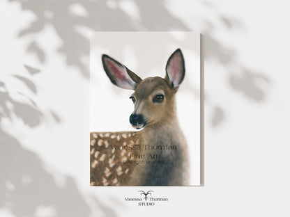 White-Tailed Fawn Watercolor Art Print – Woodland Animal Art - Deer Fine Art Giclée