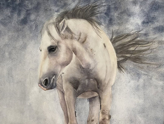 Weathering the Storm | Mustang Horse Watercolor Art Print | Animal Art Giclée