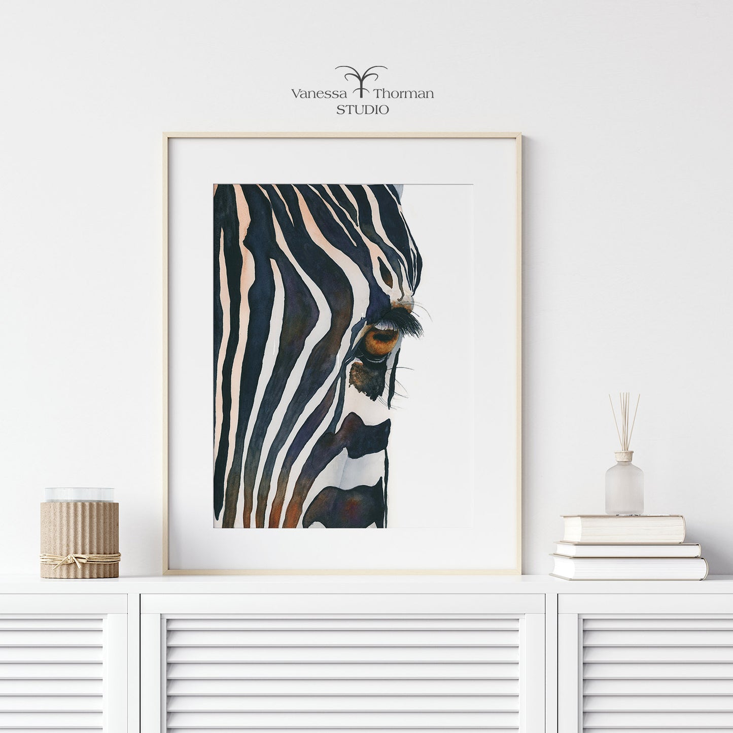 Eye of the Beholder | Zebra Eye Watercolor Art Print | Animal Art Giclée