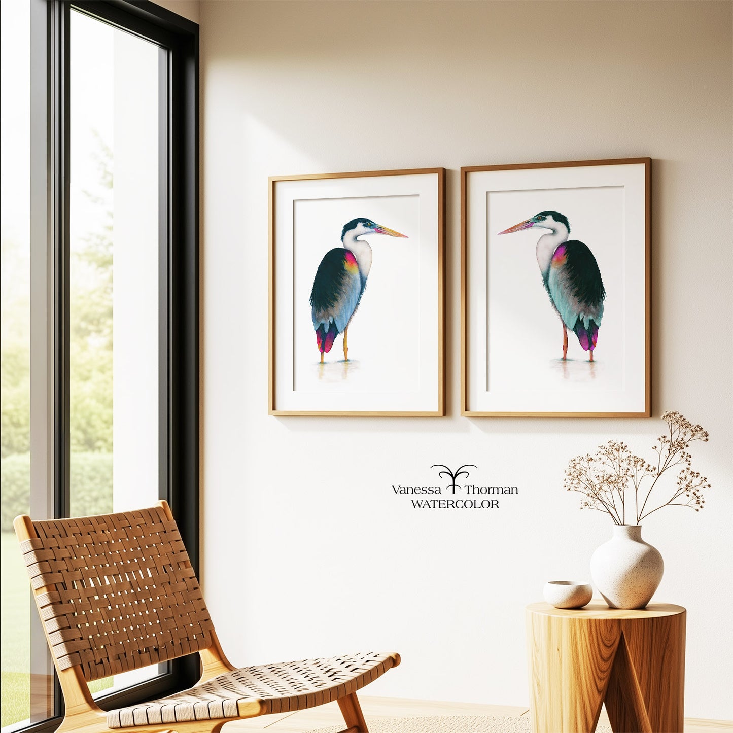Sky Heron | Heron Watercolor Art Print | Bird Art Giclée