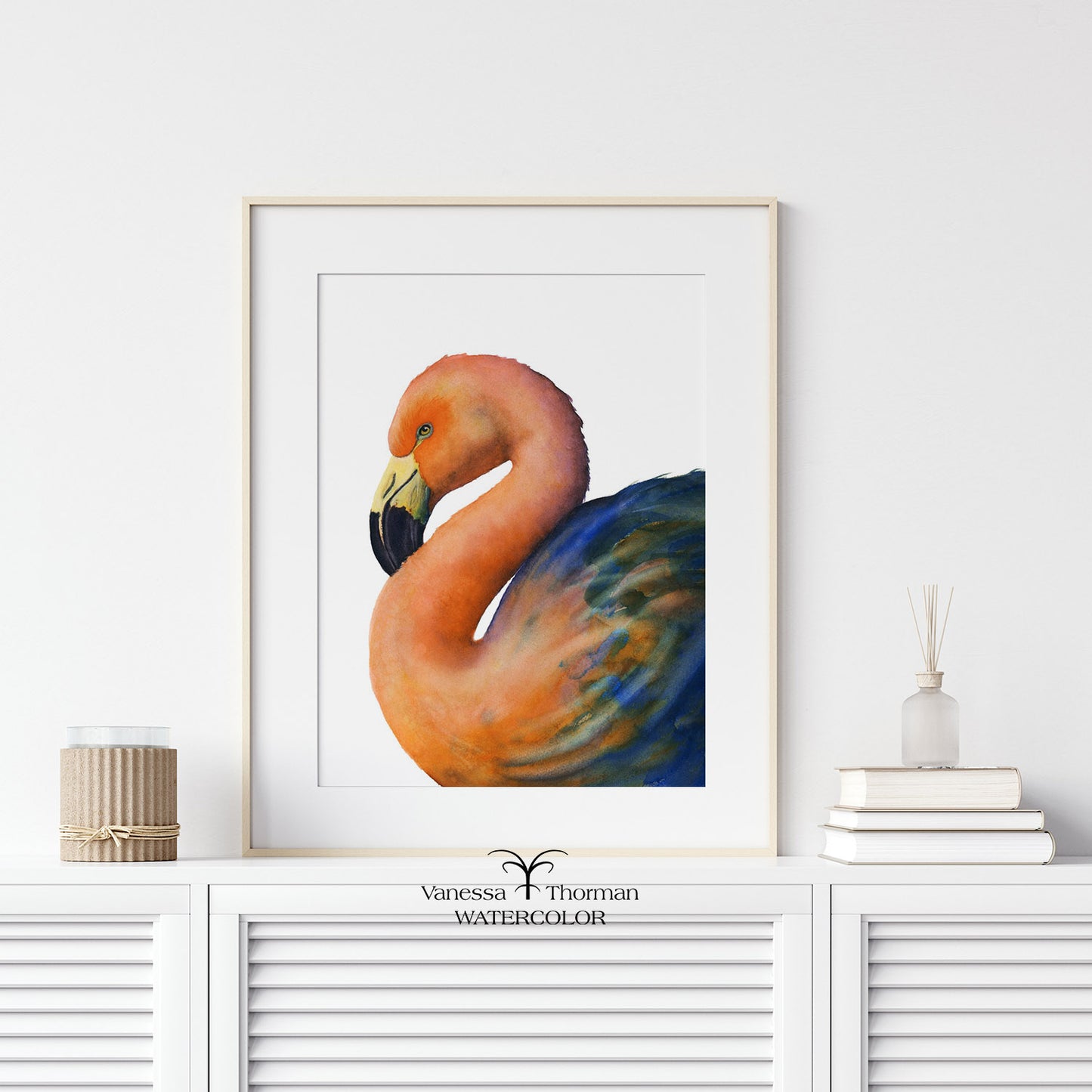 Coral Flamingo | Flamingo Watercolor Art Print | Bird Art Giclée