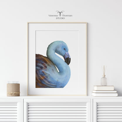 'Vanity Fair' Lapis Lazuli Flamingo Watercolor Art Print – Fine Art Giclée