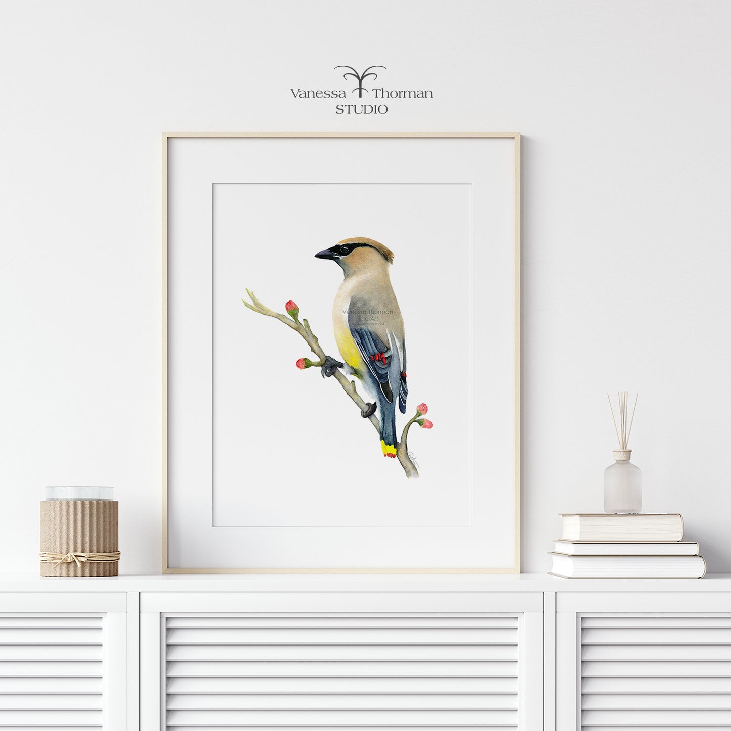 Cedar Waxwing | Waxwing Watercolor Art Print | Bird Art Giclée