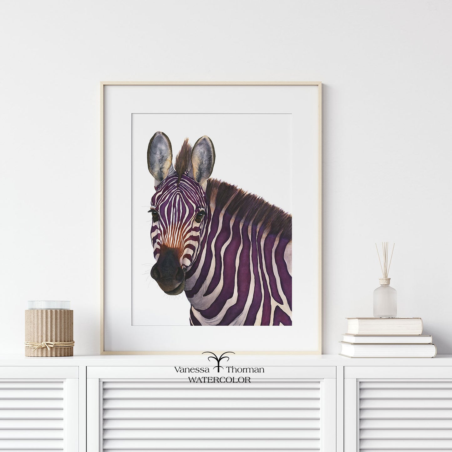 Violeta | Purple Zebra Watercolor Art Print | Animal Art Giclée
