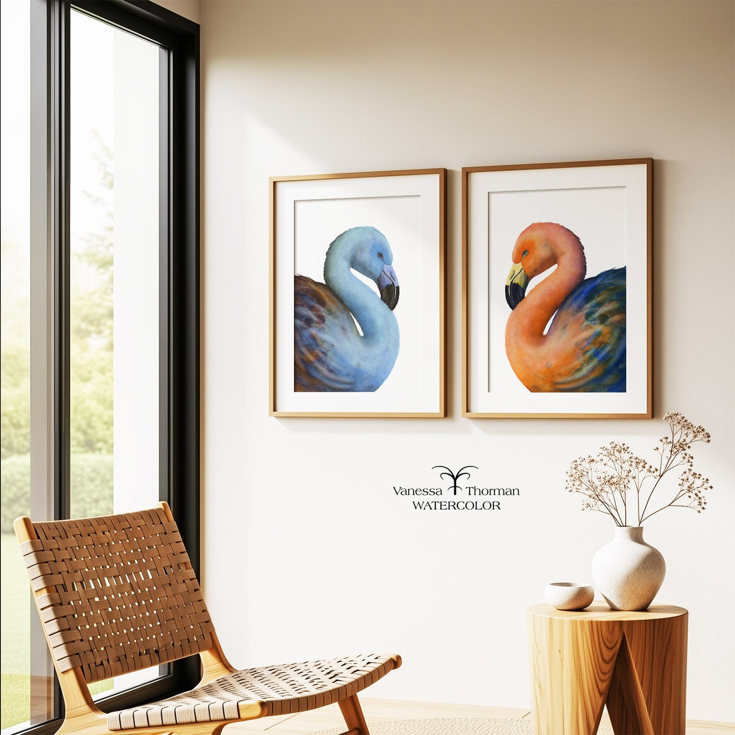 Coral Flamingo | Flamingo Watercolor Art Print | Bird Art Giclée