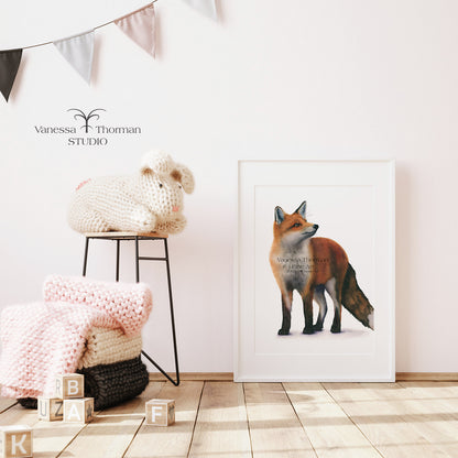 Red Fox Watercolor Art Print – Woodland Animal Art - Fine Art Giclée