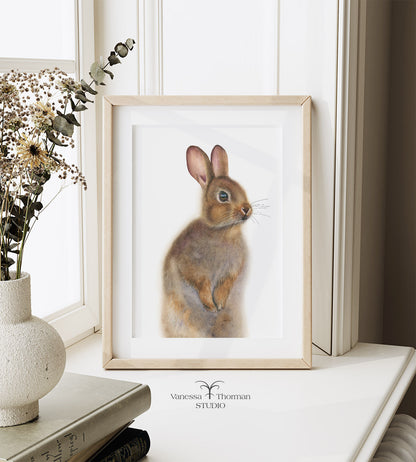 Nutmeg the Bunny – Adorable Woodland Watercolor Print for Nature Lovers