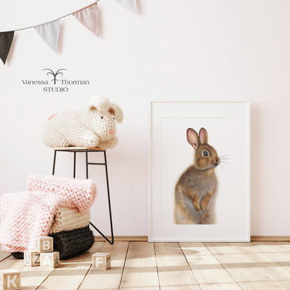 Nutmeg the Bunny – Adorable Woodland Watercolor Print for Nature Lovers