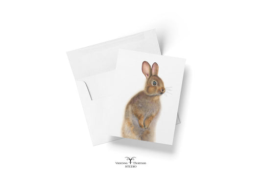 Bunny Notecard Set – 8 Blank Folded Cards with Envelopes | A2 Size