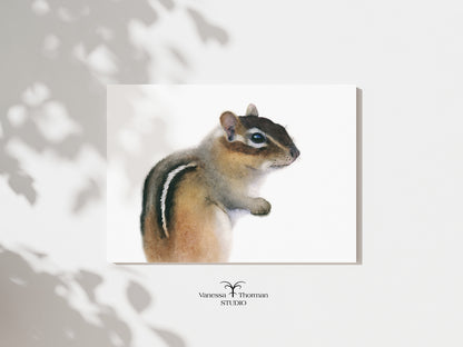 Pippin the Chipmunk – Adorable Woodland Watercolor Print for Nature Lovers