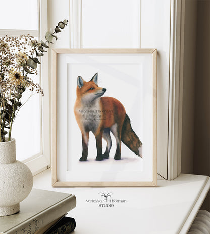 Red Fox Watercolor Art Print – Woodland Animal Art - Fine Art Giclée