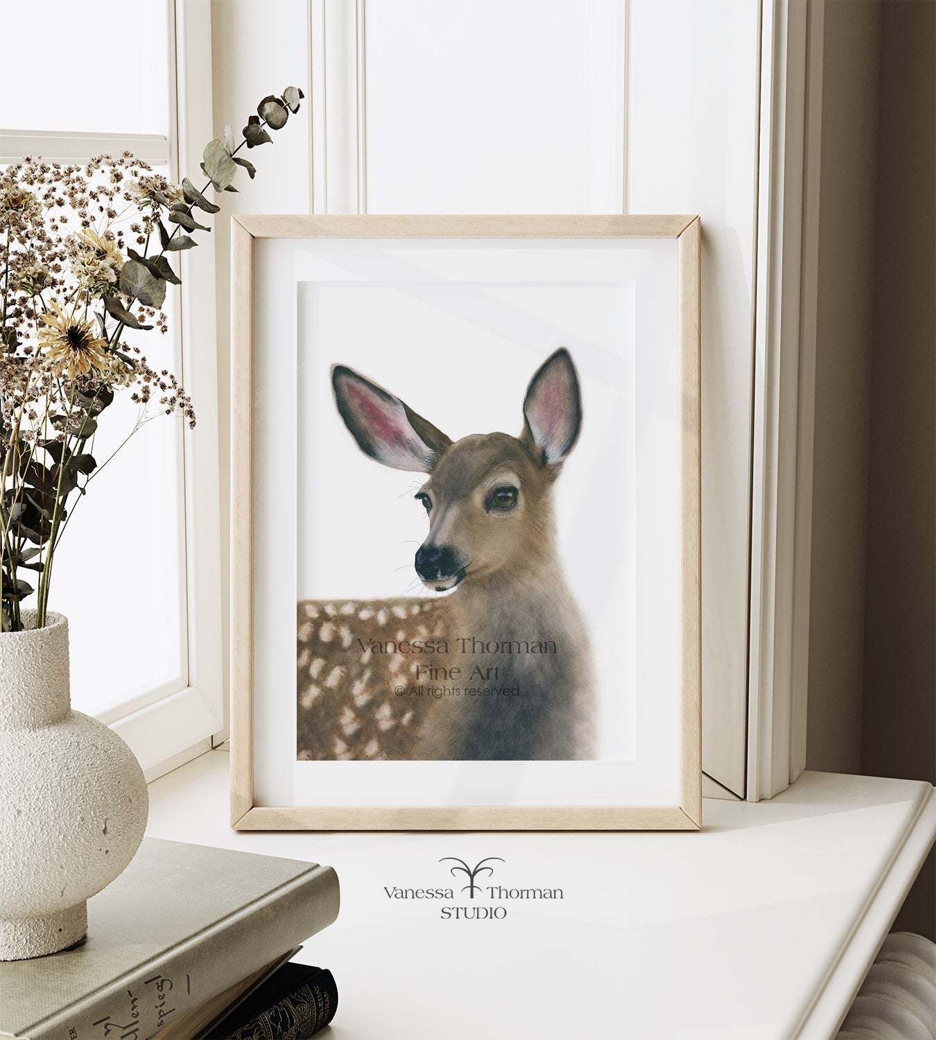 White-Tailed Fawn | Deer Watercolor Art Print | Animal Art Giclée