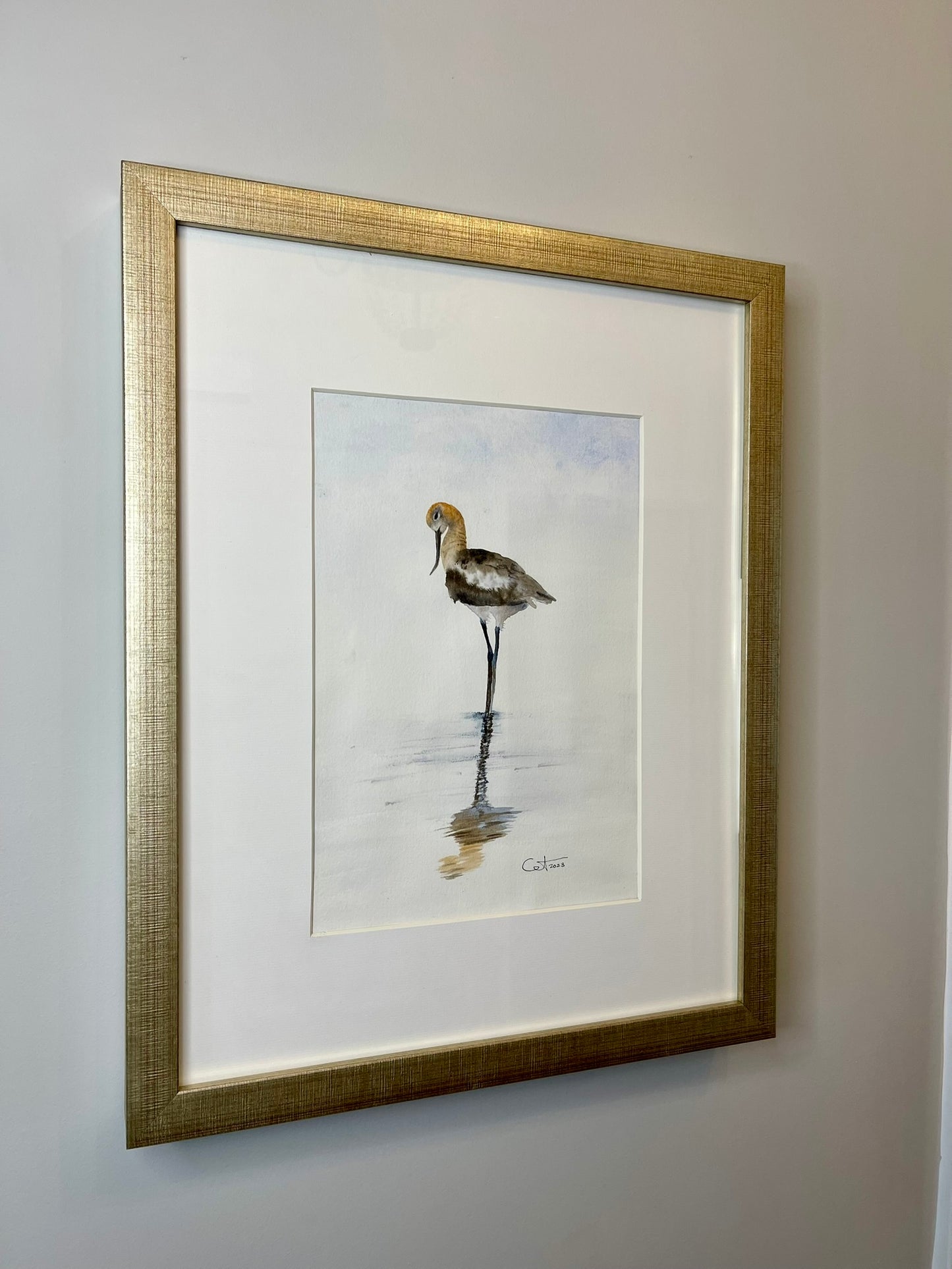 REFLECTIONS 3 | American Avocet | Coastal Bird Original Watercolor Painting