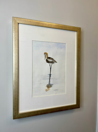 REFLECTIONS 3 | American Avocet | Coastal Bird Original Watercolor Painting