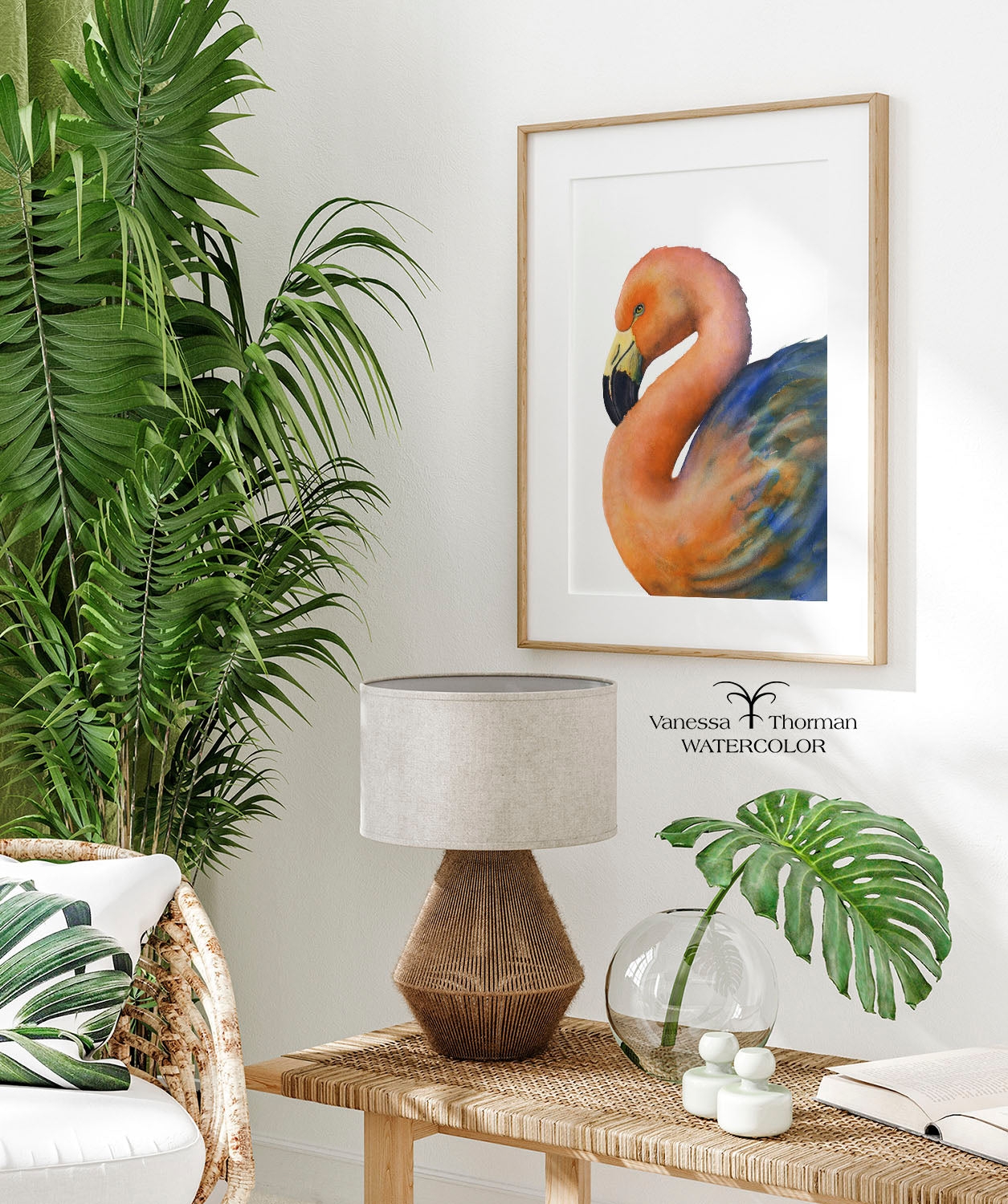 Coral Flamingo | Flamingo Watercolor Art Print | Bird Art Giclée