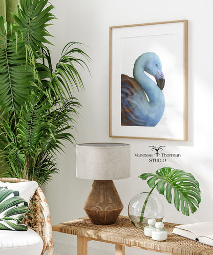 'Vanity Fair' Lapis Lazuli Flamingo Watercolor Art Print – Fine Art Giclée