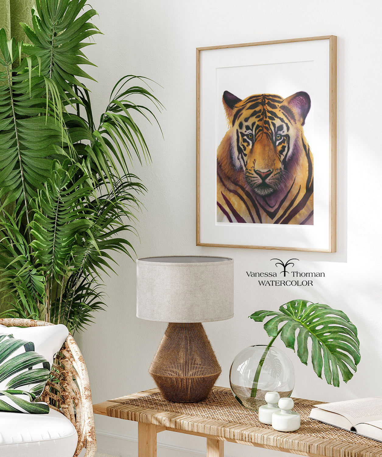 Bengal Tiger Watercolor Fine Art Print | Clemson Tiger & LSU Tiger Colors
