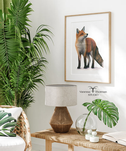 Red Fox Watercolor Art Print – Woodland Animal Art - Fine Art Giclée