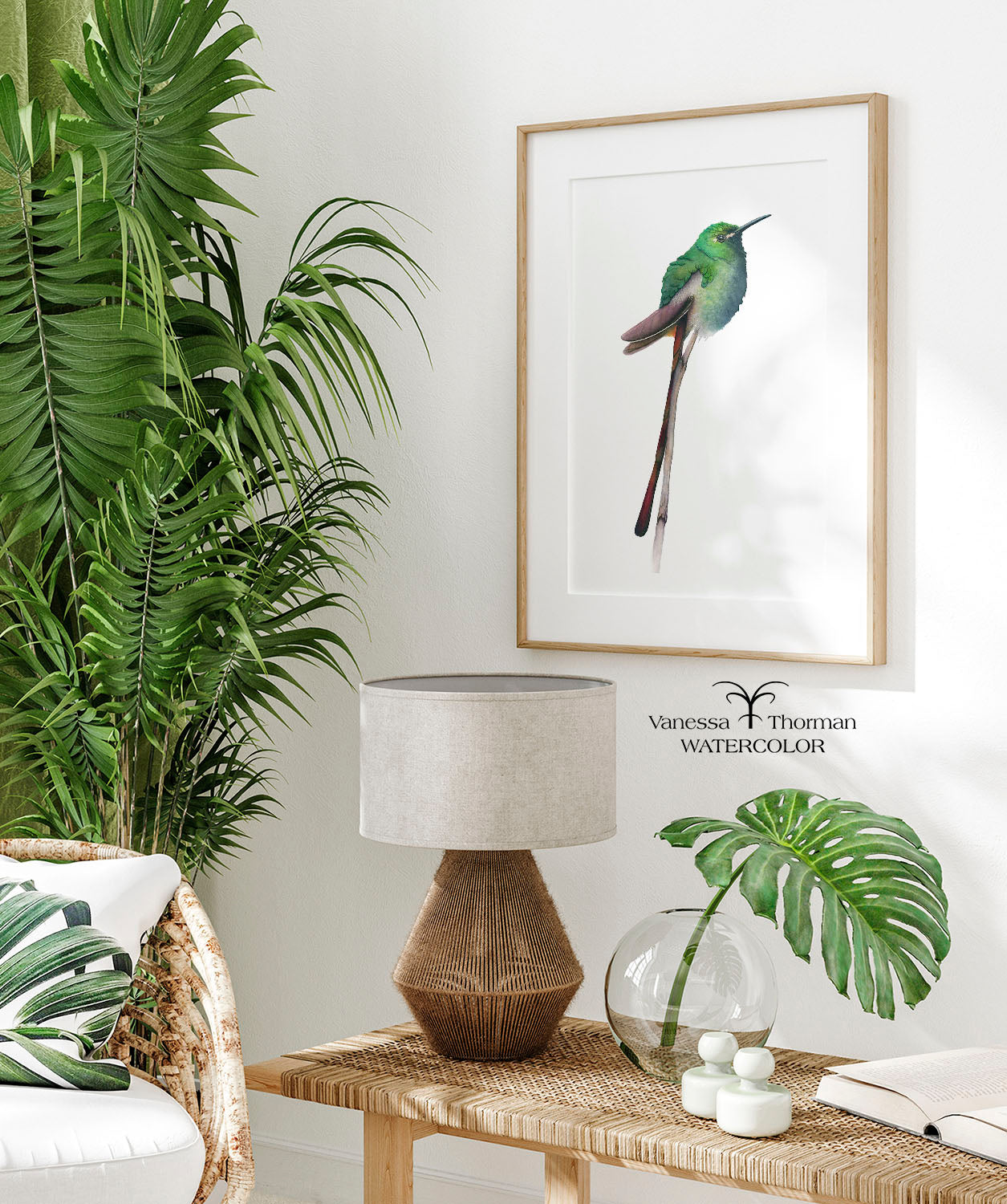 Red-Tailed Comet I | Hummingbird Watercolor Art Print | Bird Art Giclée