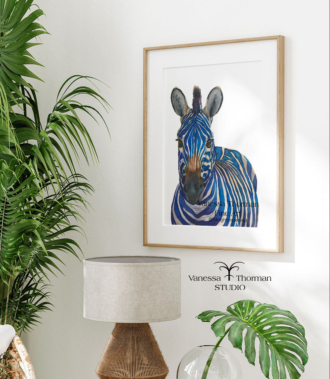 AZUL | Blue Zebra Watercolor Art Print – Fine Art Giclée
